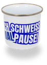 E. REIM Emailletasse &quot;Schweißpause&quot;